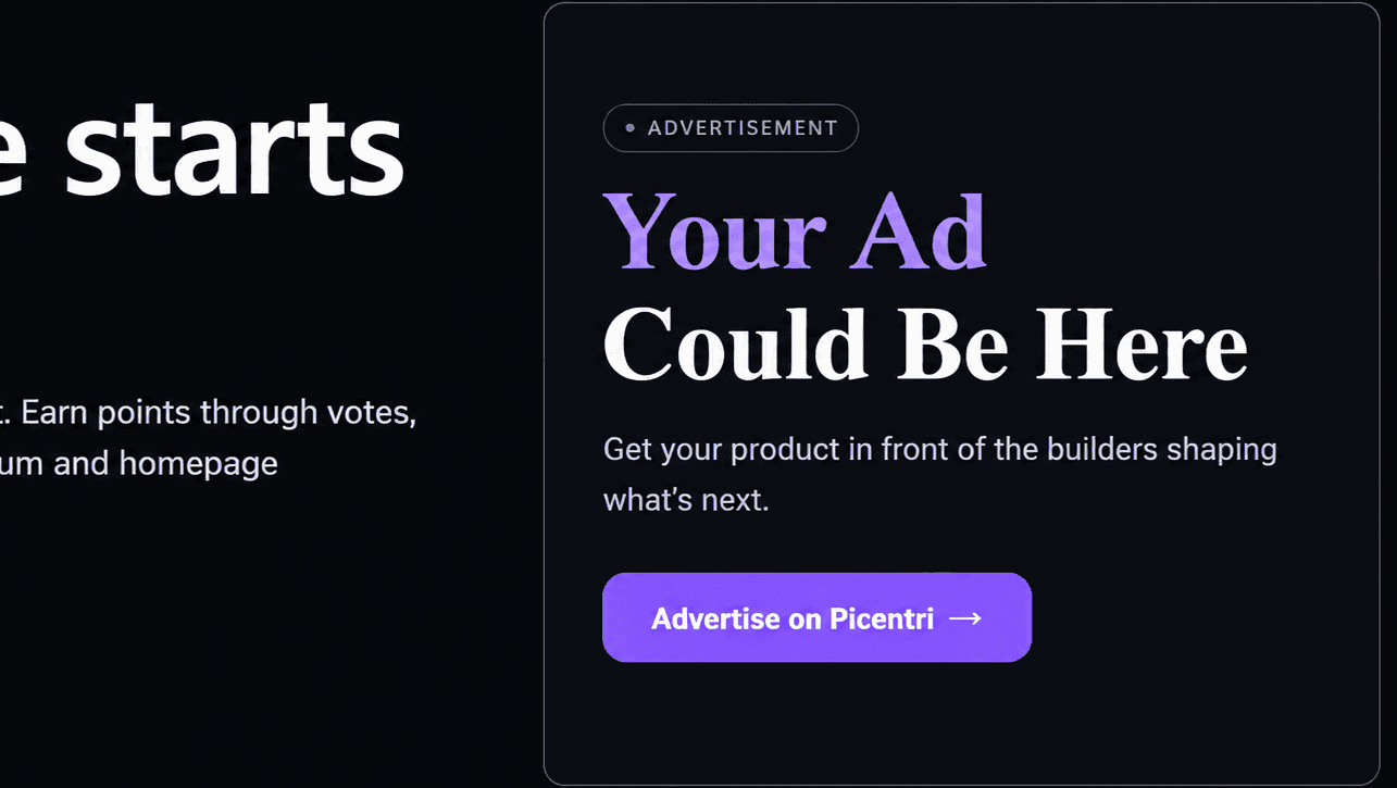 Homepage advertisement placement example