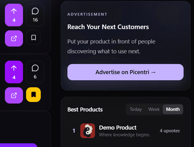 Sidebar advertisement placement example